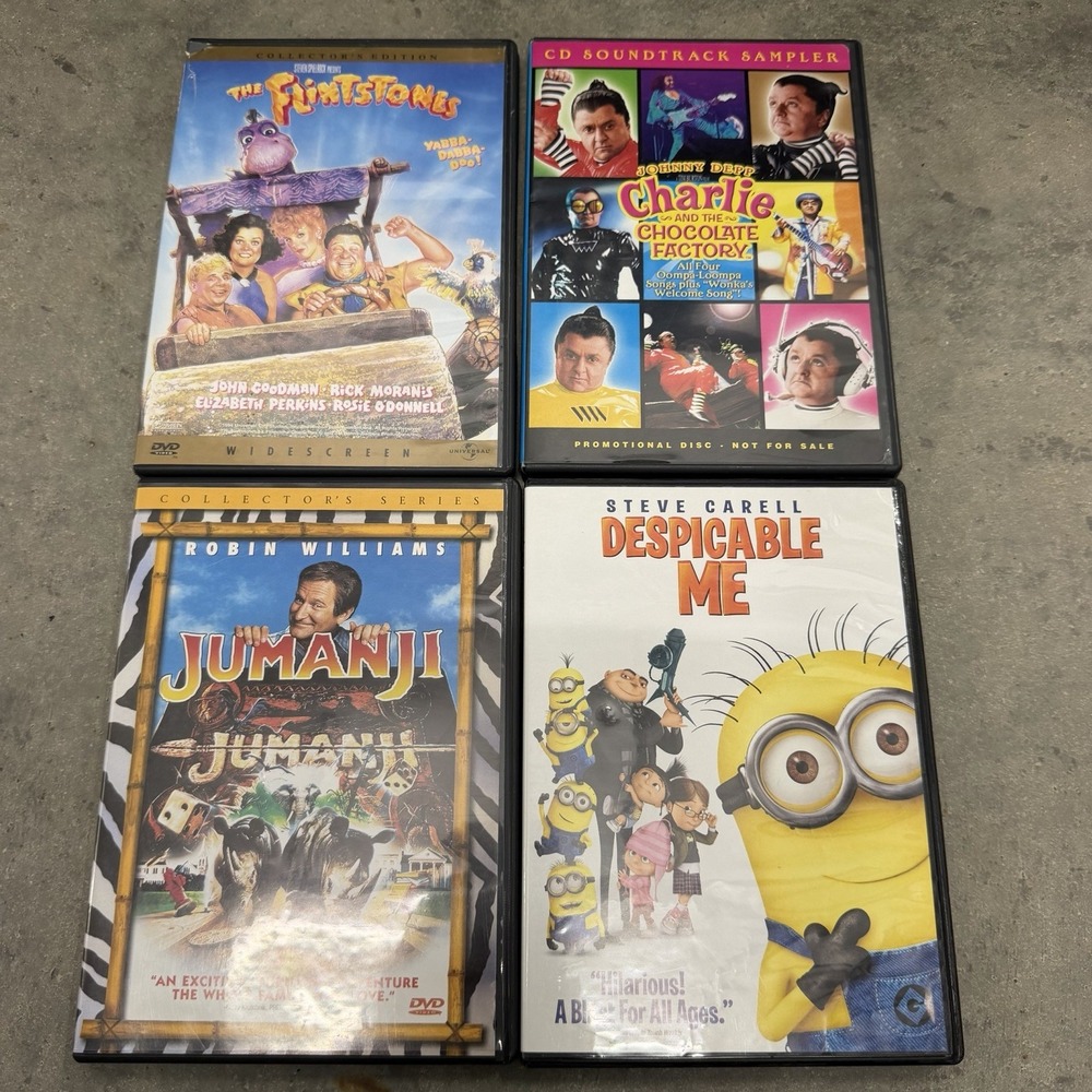 Family Movie DVD Lot Jumanji Flintstones Despicable Me + Charlie